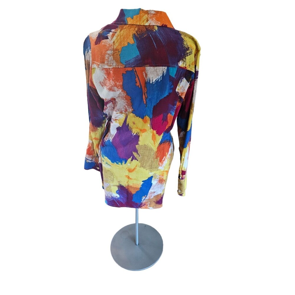 Soft Surroundings Colorful Button Down Blouse M Painters Pallet 100% Cotton - Picture 2 of 7